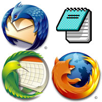 [Thunderbird, Firefox, Sunbird, Notepad]